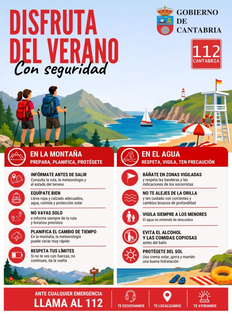 El Gobierno de Cantabria insiste un año más en pedir prudencia a la población para evitar accidentes en verano