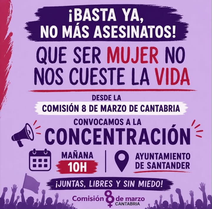 Cartel de la convocatoria de la Concentración contra la Violencia Machista 1 Agosto 2026