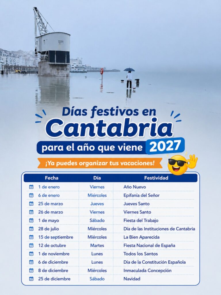 El Gobierno publica el Calendario de Fiestas Laborales: Estos serán los Días Festivos de 2027 en Cantabria