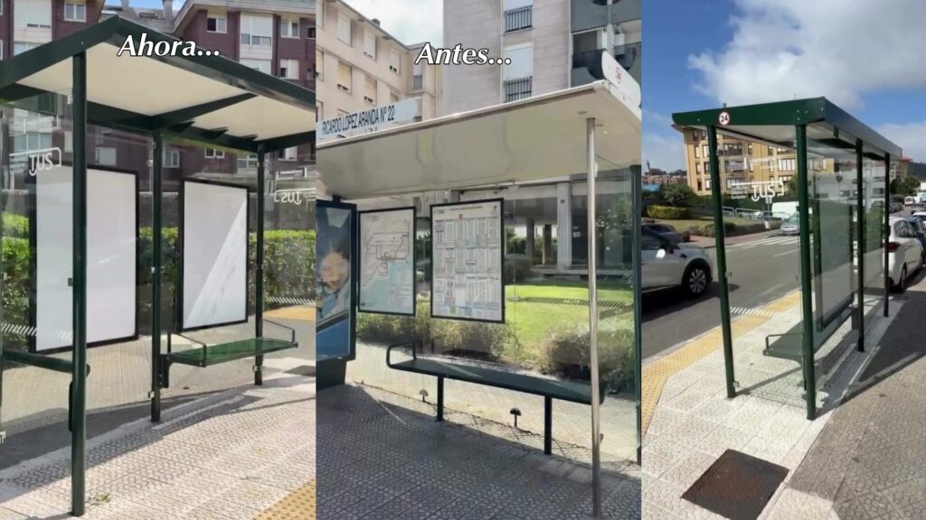 El Ayuntamiento renueva una Marquesina de Autobús en buen estado mientras algunas zonas no disponen de ella