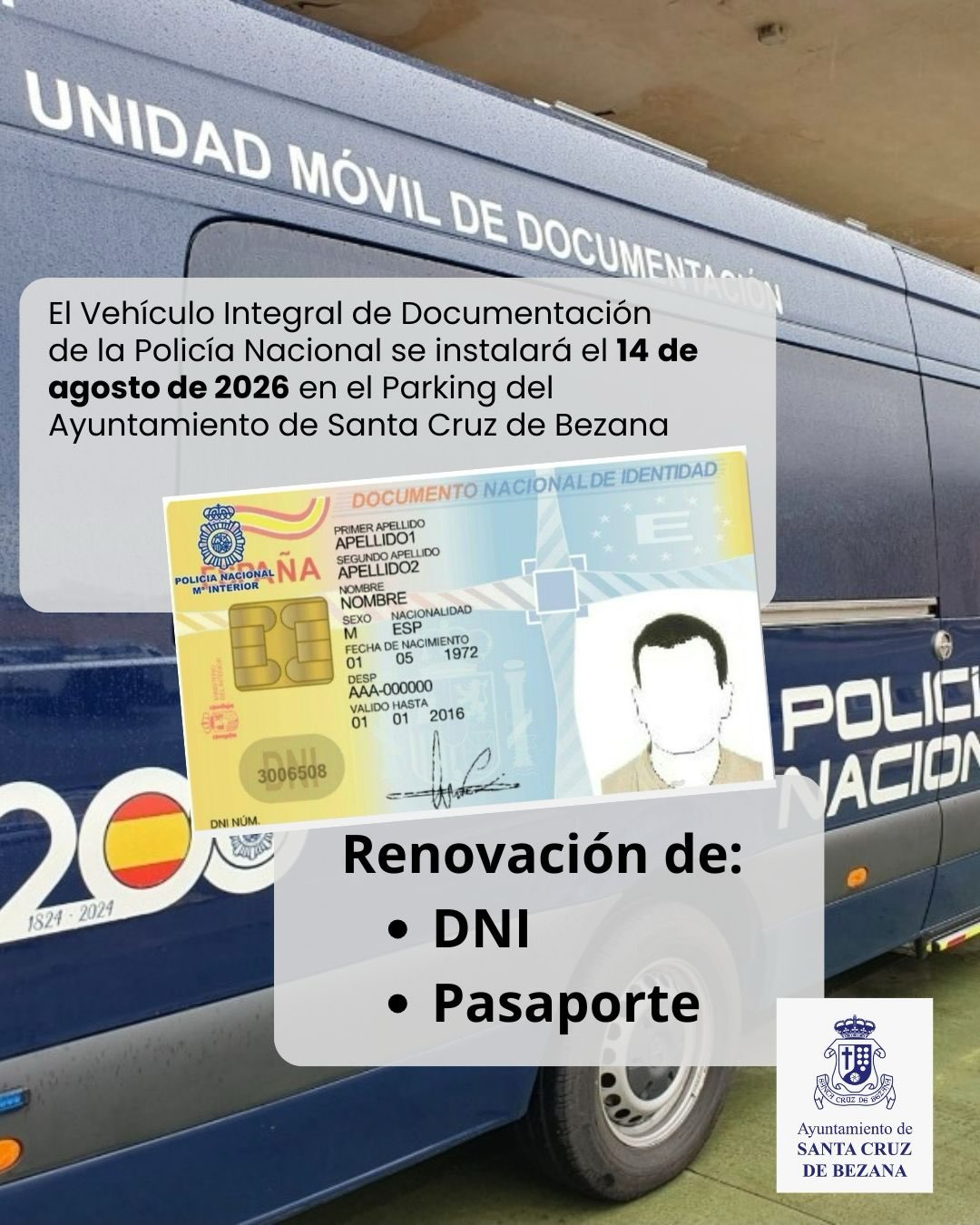 Renovación de DNI o Pasaporte en Bezana