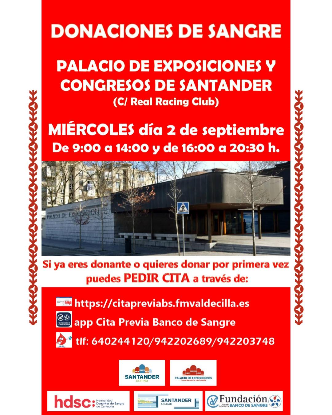 Reservas bajas de Sangre: El Palacio de Exposiciones acoge el Miércoles 2 de Septiembre un Punto de Donación