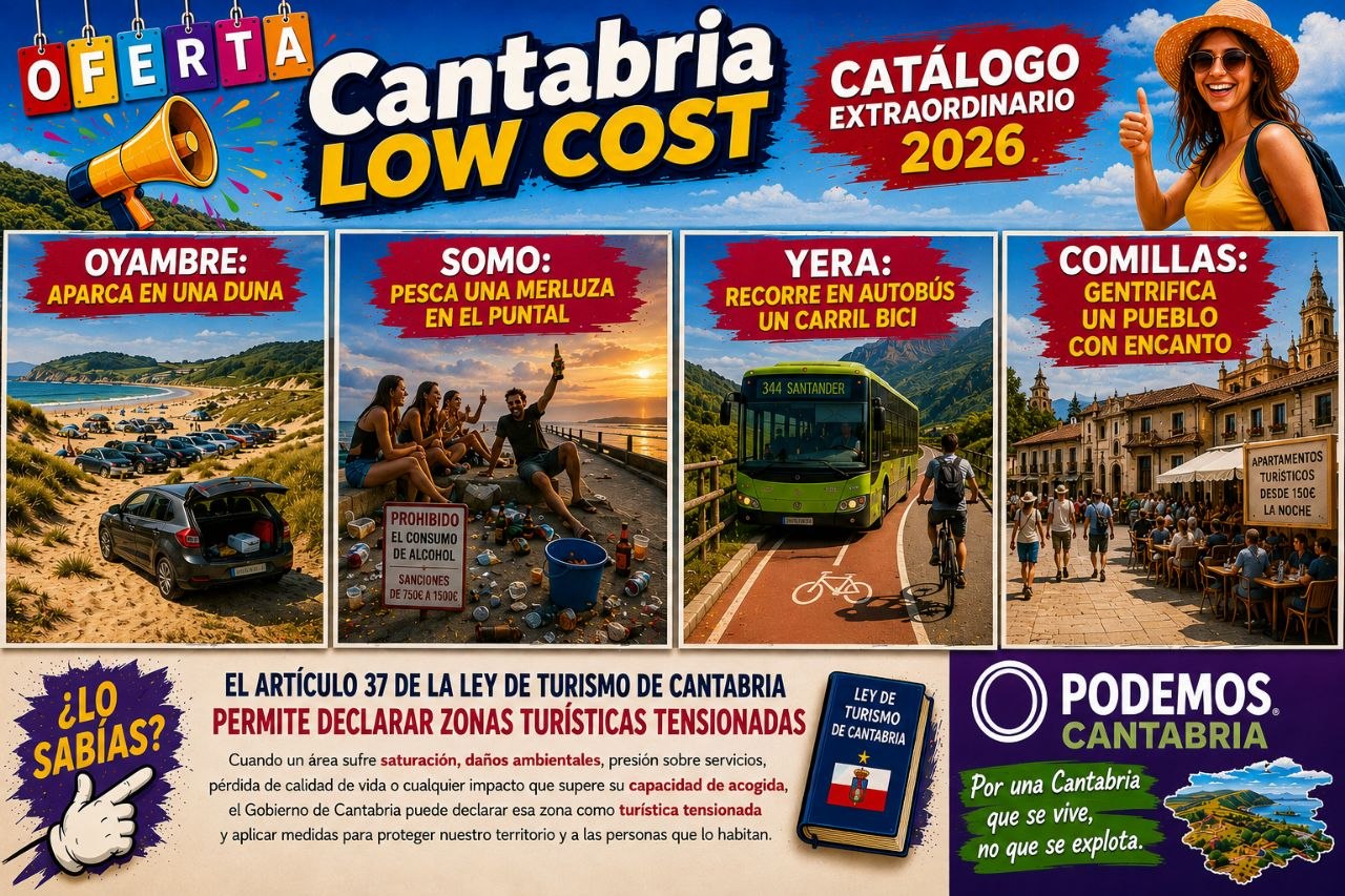 Podemos vuelve a pedir la declaración de Zonas Turísticas Saturadas ante «la presión que soporta Cantabria en Verano»